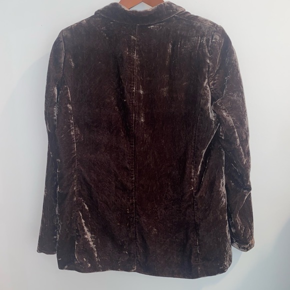 H & M CRUSHED-VELVET BLAZER, DARK TAUPE, sz 12 - Picture 9 of 14